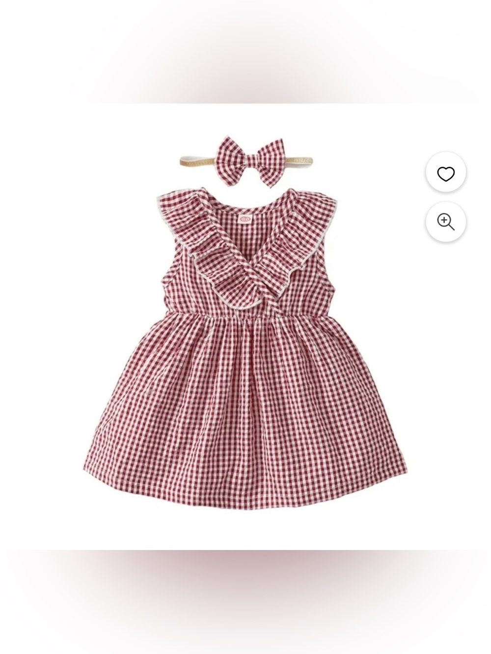 Baby Girl Red White Gingham Ruffle Dress Size 80 (12-18m) EUC Summer